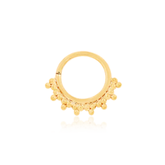 14k gold tri-bead seam ring for body piercings
