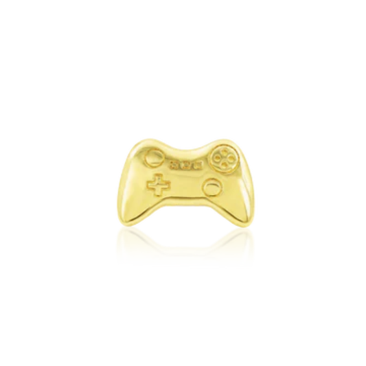 14k gold video game controller threadless end for piercings, gamer jewellery