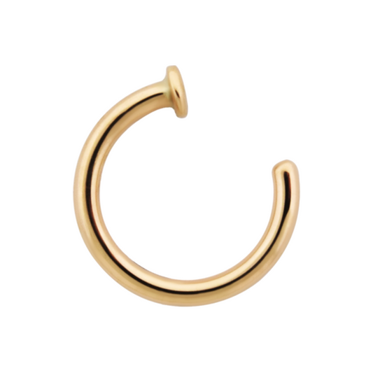 Le Roi 14k gold nostril nail with smooth disc end, minimalist nose jewellery design