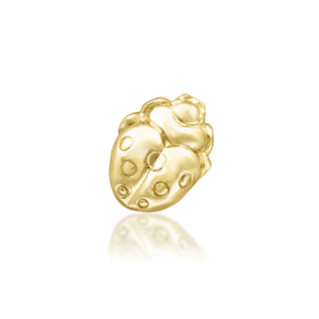 Mini 14k gold ladybird piercing end with sculpted detailing