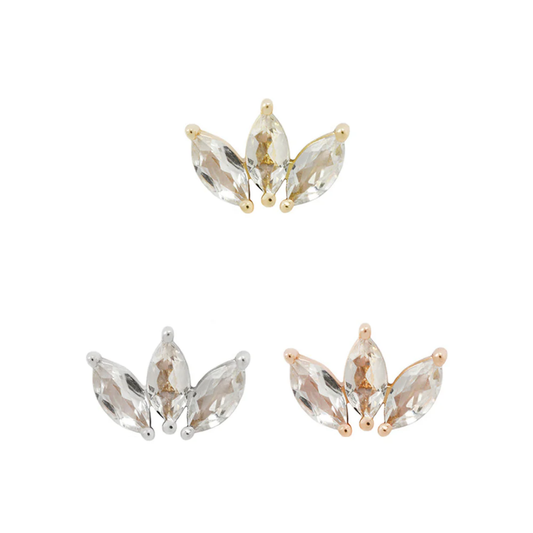 Moet threadless end in gold with Swarovski marquise-cut cubic zirconia – luxury body jewellery with brilliant sparkle and refined design.