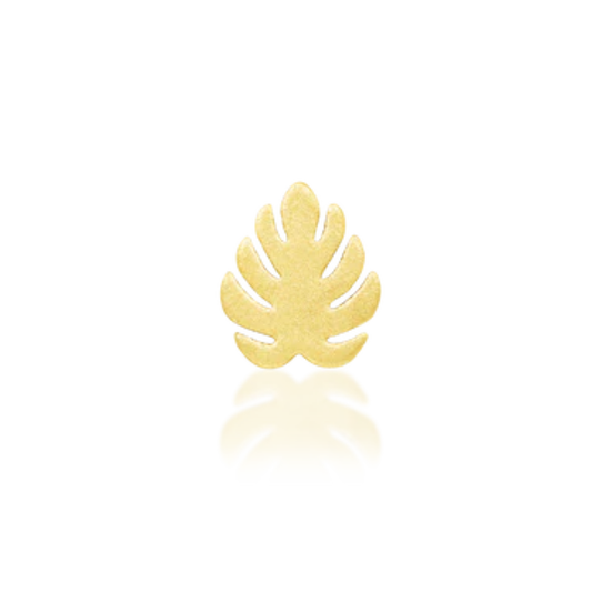 14k gold monstera leaf-shaped piercing end with matte finish