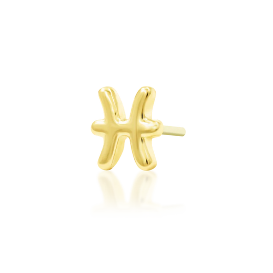 14k gold Pisces zodiac symbol piercing end