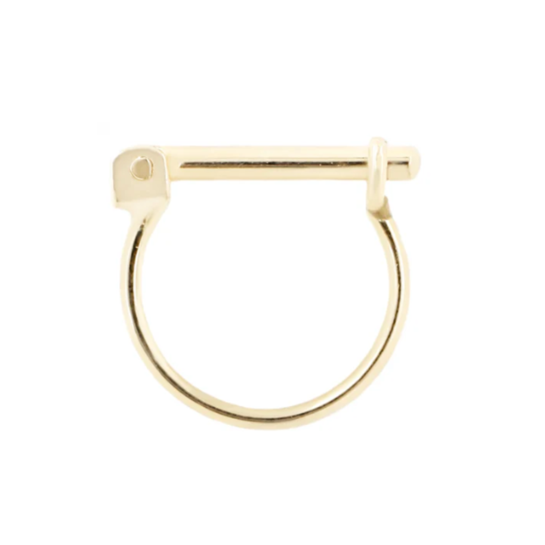 Quetzalli Joy 14k gold hoop earring shown from both sides, one with a smooth polished finish and the other with a faceted texture, available in yellow, rose, and white gold, displayed against a white background.