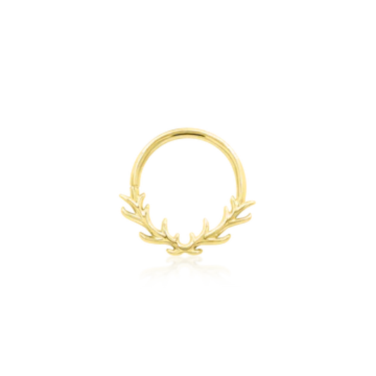 14k gold antler-inspired seamless ring for bold and unique piercings