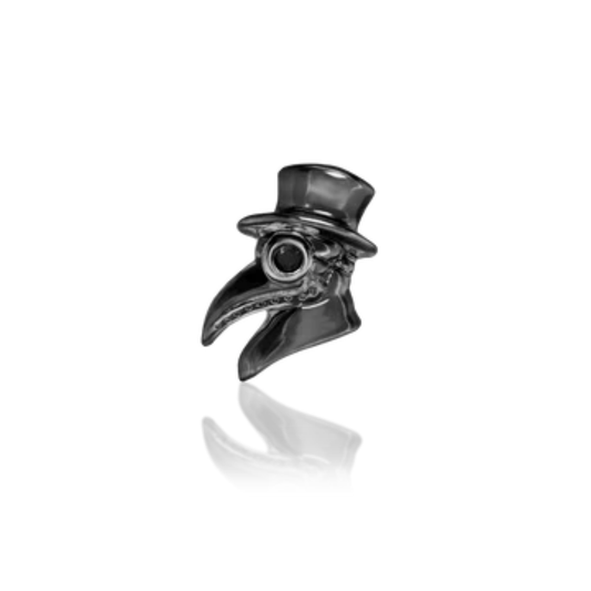 Rhodium black gold plague doctor piercing jewellery with black gemstone