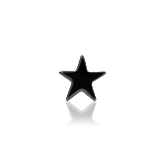 Rhodium black gold star-shaped piercing jewellery stud