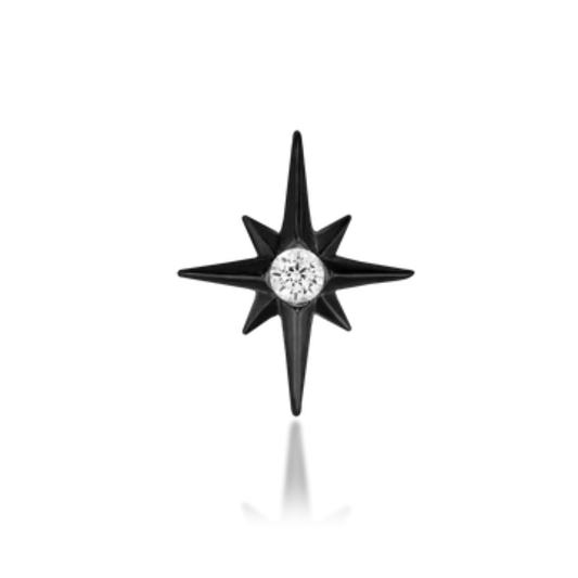 Rhodium black gold starburst piercing jewellery with centre stone