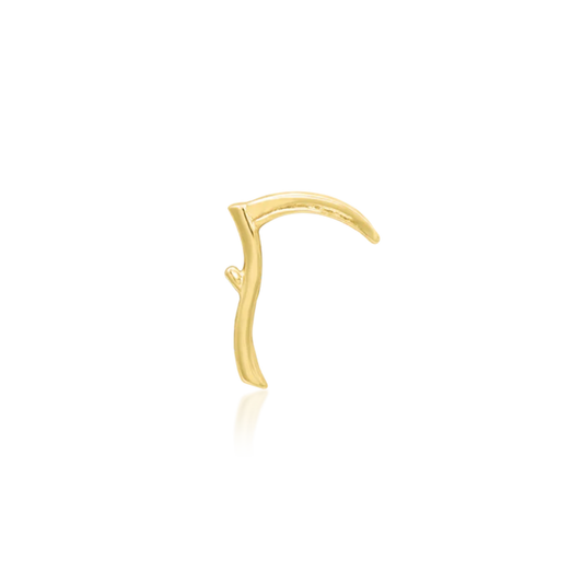 14k gold scythe shaped piercing jewellery