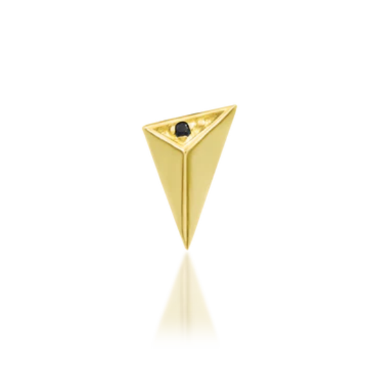 14k gold pyramid piercing with black cubic zirconia
