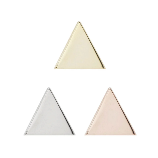 Polished gold triangle threadless end with minimalist, geometric styling