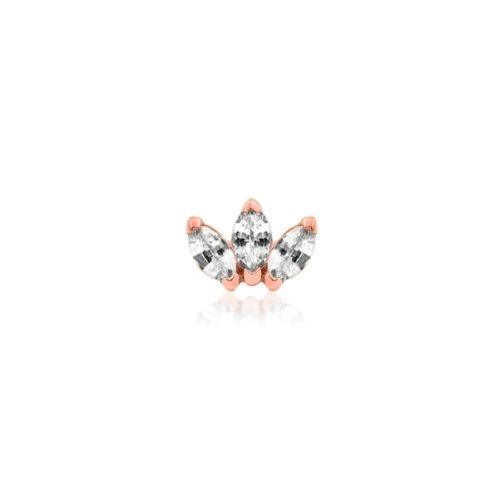 14k Gold Triple Marquise CZ