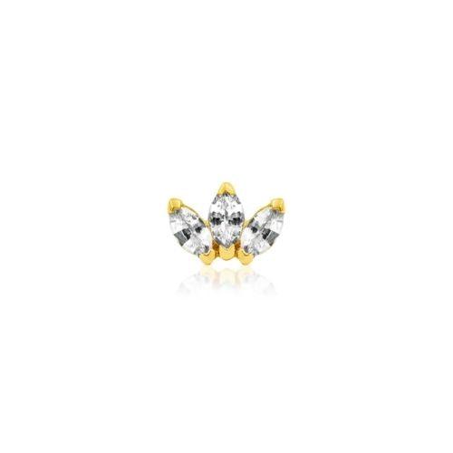14k Gold Triple Marquise CZ