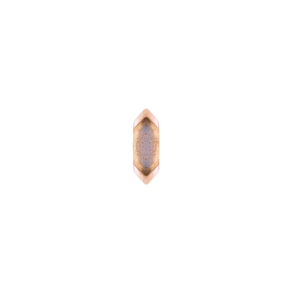 14k gold hexagon shaped threadless end with natural labradorite gemstone, luxury piercing jewellery
