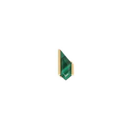 14k gold threadless end with asymmetrical malachite gemstone and modern gold bar setting, premium body piercing jewellery
