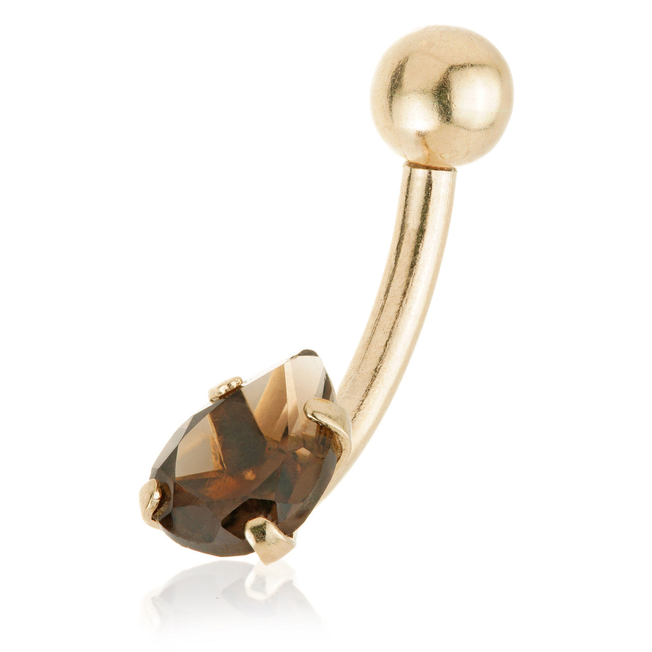 Smokey Quartz Pear Navel Bar