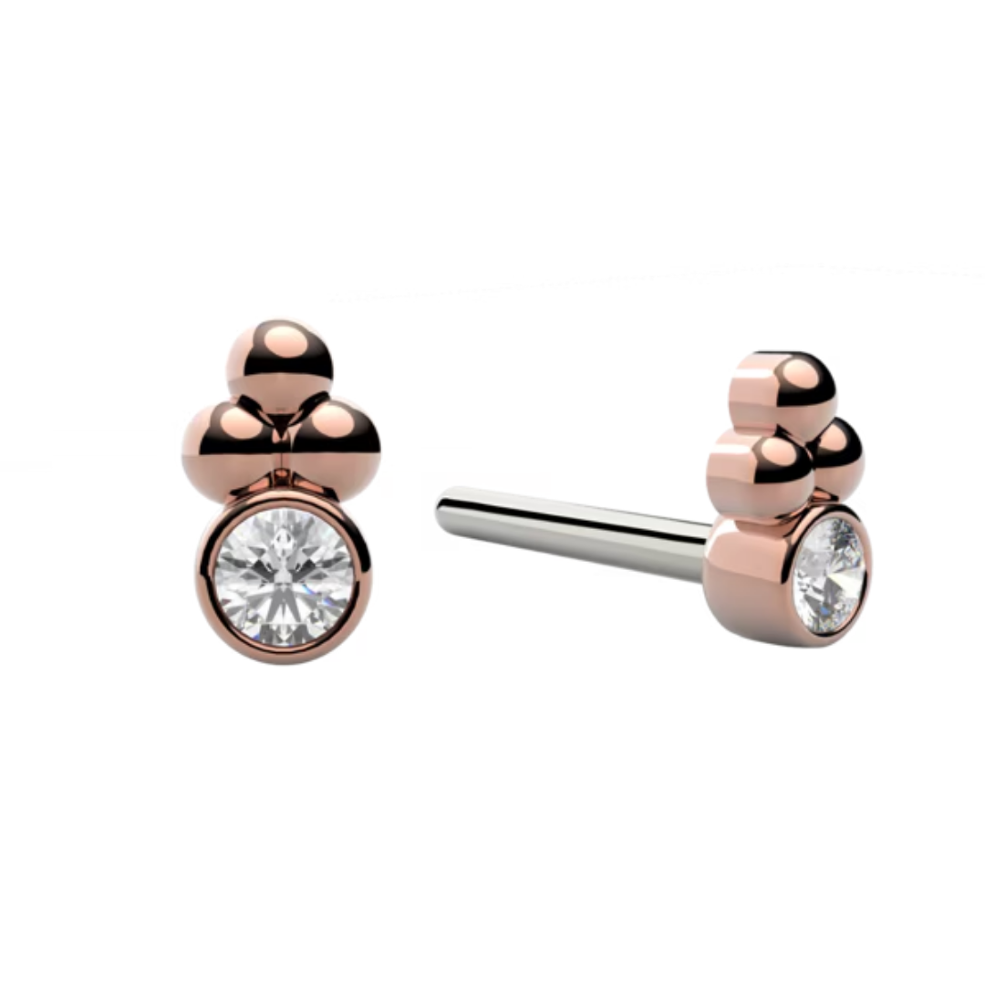 3 Bead Bezel Threadless End