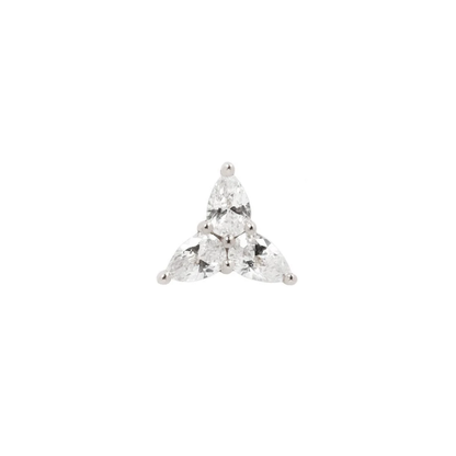 3 Little Pears 14k Gold Threadless End – Luxury Trillion-Shaped Pear Gem Piercing in Yellow, White & Rose Gold