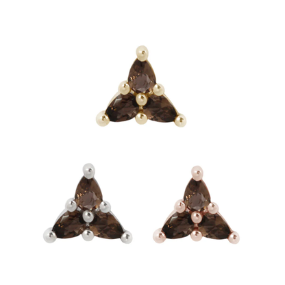 3 Little Pears Smoky Quartz Threadless End