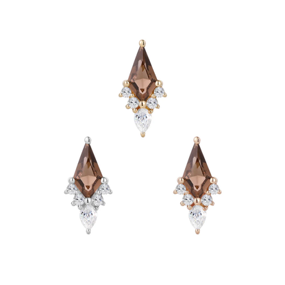 Afterglow Smoky Quartz & CZ Threadless End