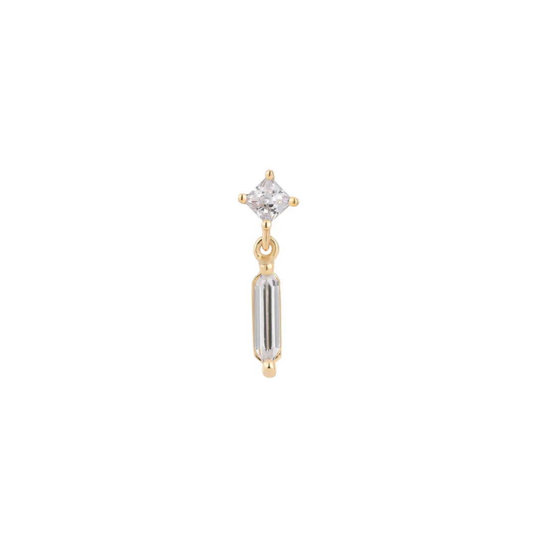 Aha Moment CZ Threadless End – Elegant 14k Gold Dangle Piercing Jewelry in Yellow, White & Rose Gold