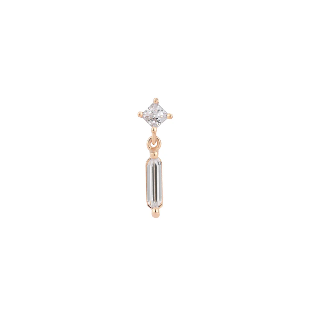 Aha Moment CZ Threadless End – Elegant 14k Gold Dangle Piercing Jewelry in Yellow, White & Rose Gold