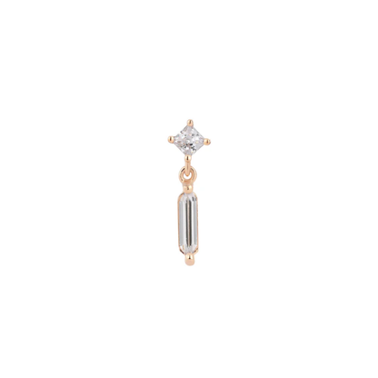 Aha Moment CZ Threadless End – Elegant 14k Gold Dangle Piercing Jewelry in Yellow, White & Rose Gold