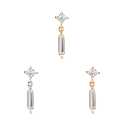 Aha Moment CZ Threadless End – Elegant 14k Gold Dangle Piercing Jewelry in Yellow, White & Rose Gold