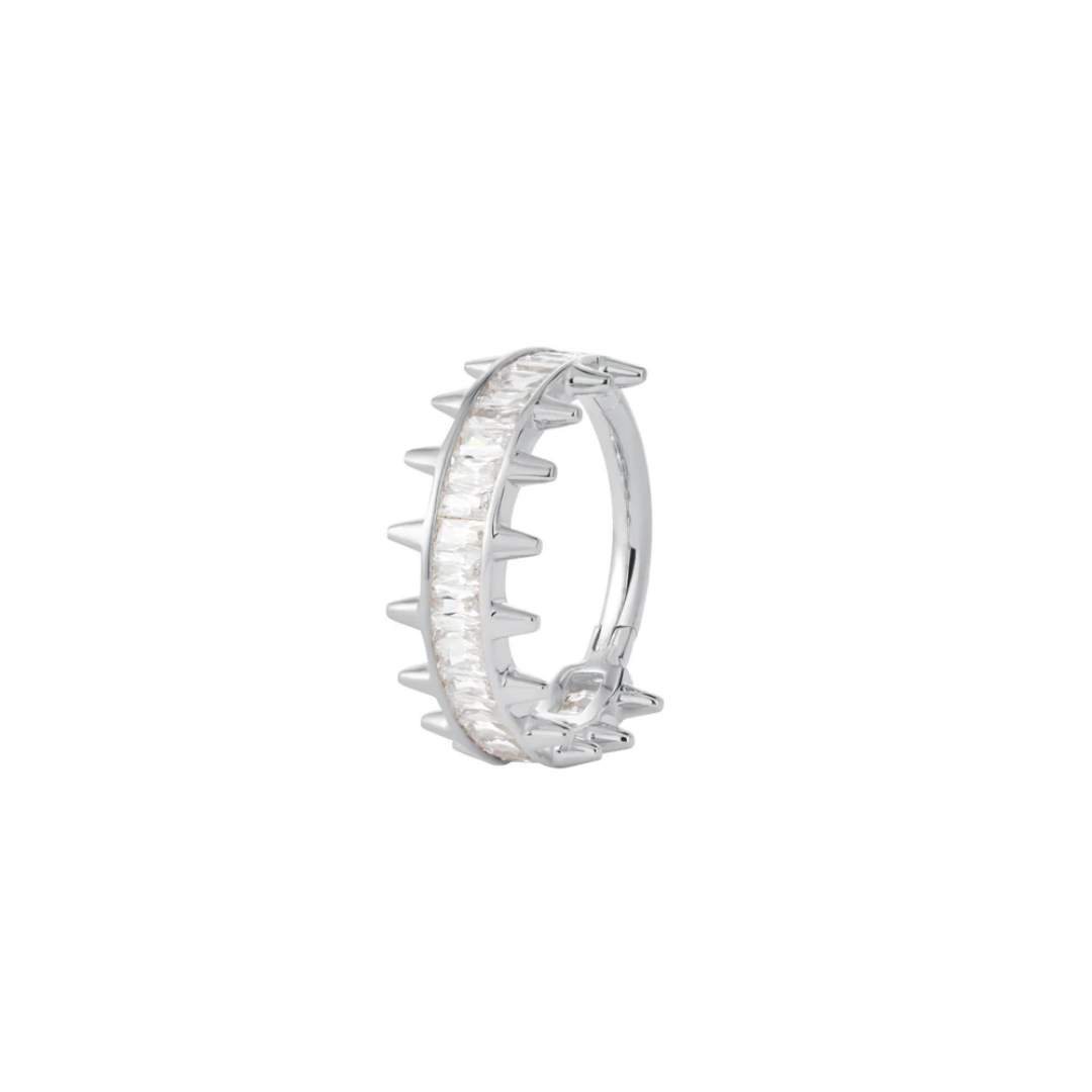 Akira CZ Clicker Hoop – Edgy 14k Gold Spiked Hinged Ring with Baguette-Cut Stones