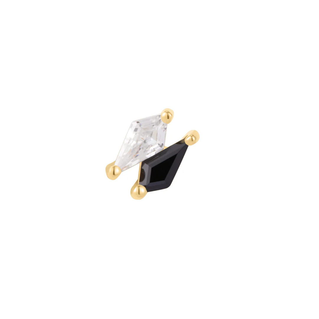 Align Black Spinel & CZ Threadless End – 14k Gold Geometric Piercing Jewelry