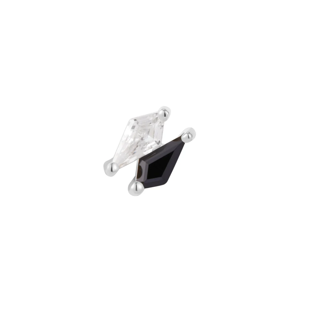 Align Black Spinel & CZ Threadless End – 14k Gold Geometric Piercing Jewelry
