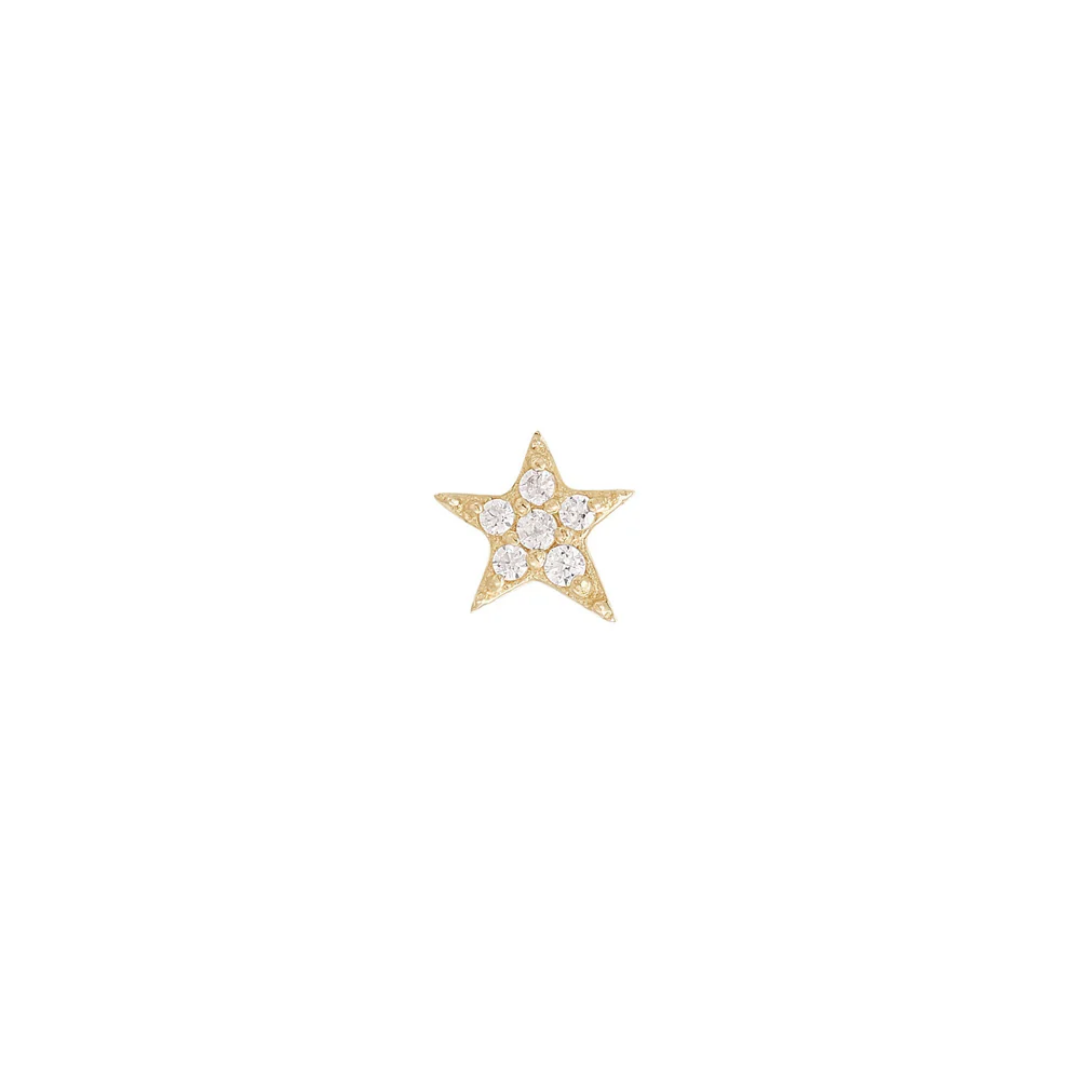 All Night Long CZ Star Threadless End – 14k Gold Sparkling Star Piercing Jewelry