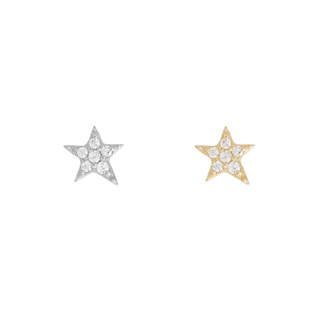 All Night Long CZ Star Threadless End – 14k Gold Sparkling Star Piercing Jewelry