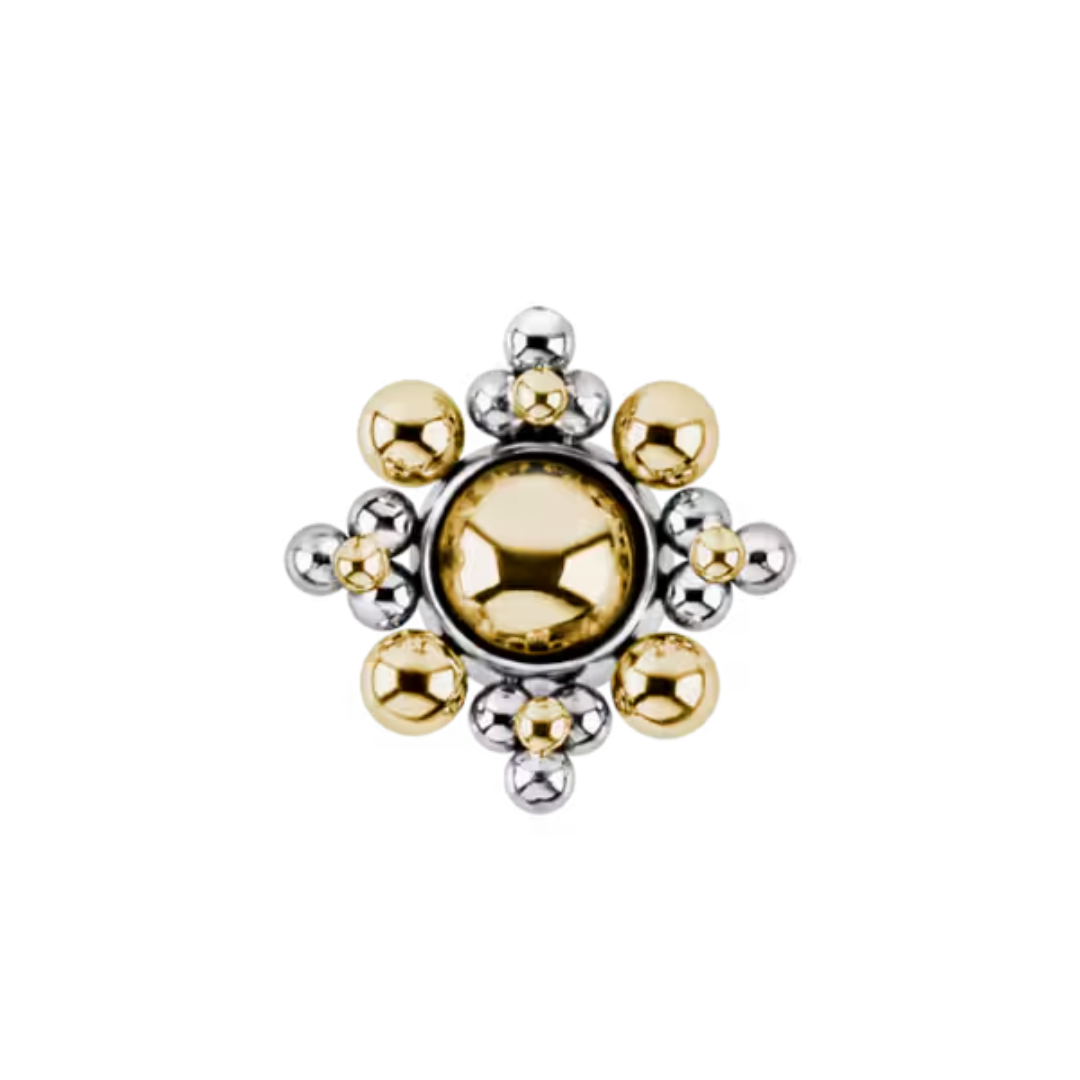 Le Roi Atria threadless end in yellow gold and silver
