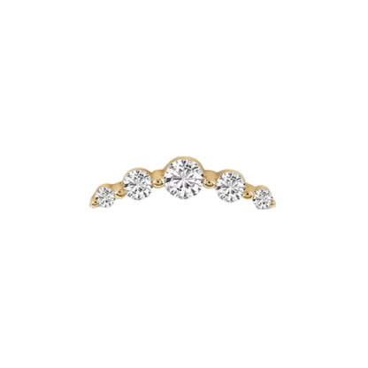 auricle ayra end with graduated round cz arc in 14k yellow or white gold
