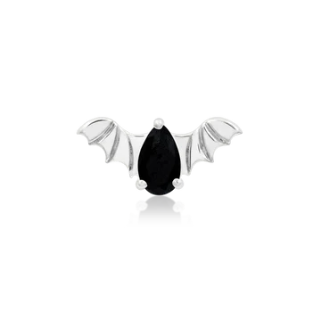 Bat with Black CZ Threadless End