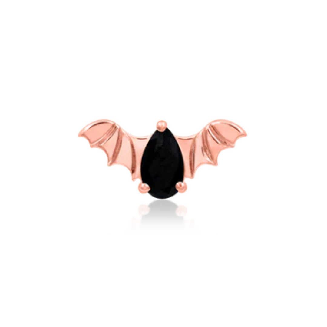 Bat with Black CZ Threadless End