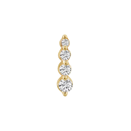 auricle celen end with graduated round cz vertical line in 14k yellow or white gold