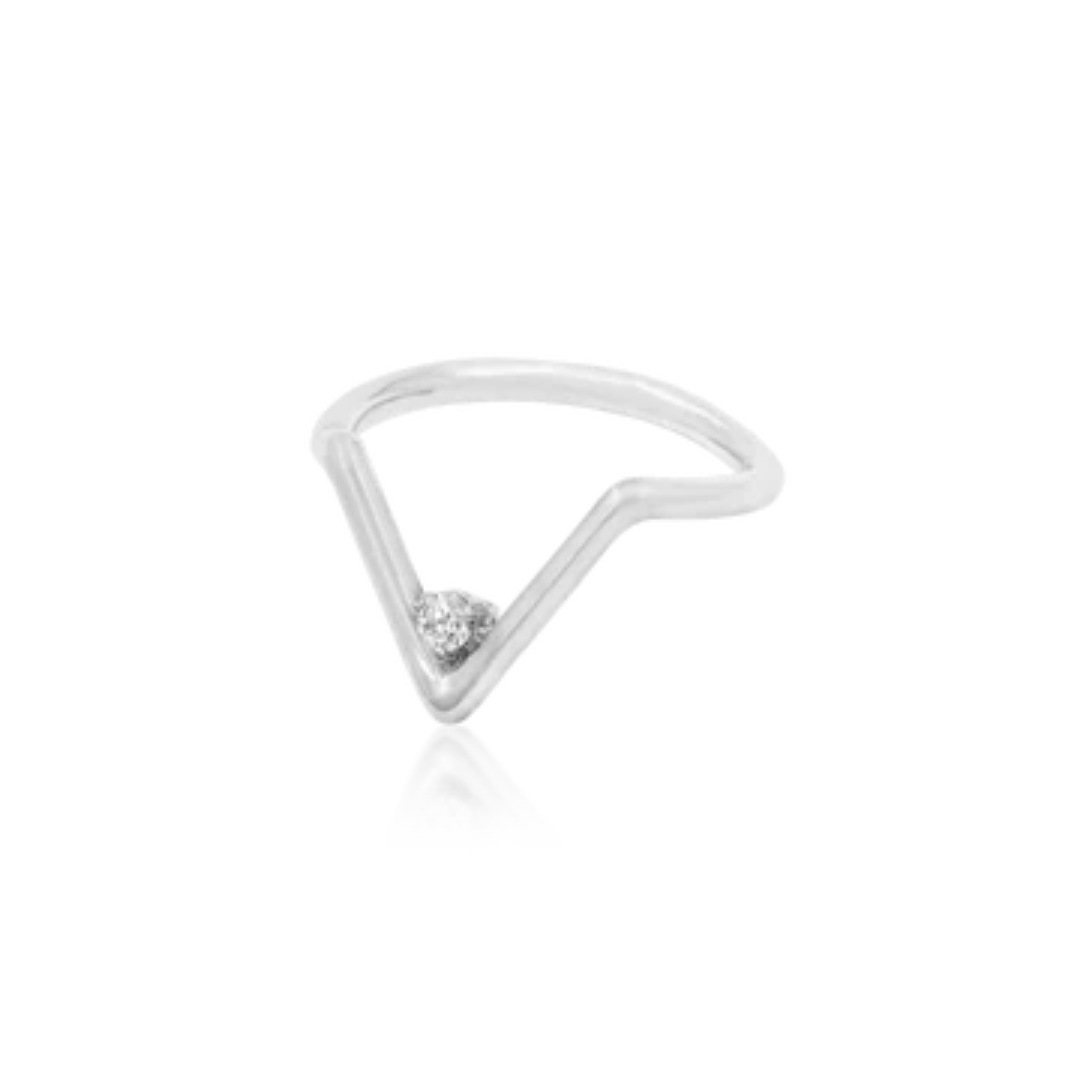 Chevron Seam Ring with CZ stone