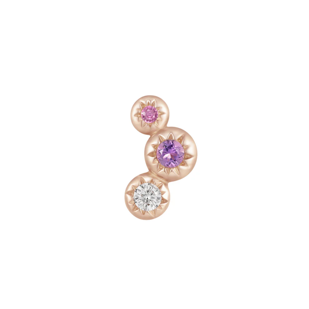 Dig It - Amethyst + Pink Sapphire + White Topaz - Threadless End