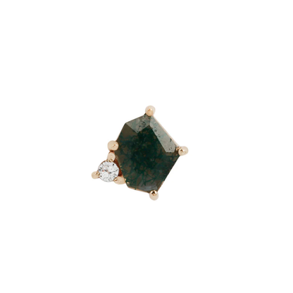 Elicit Moss Agate & CZ Threadless End