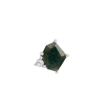 Elicit Moss Agate & CZ Threadless End