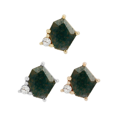 Elicit Moss Agate & CZ Threadless End