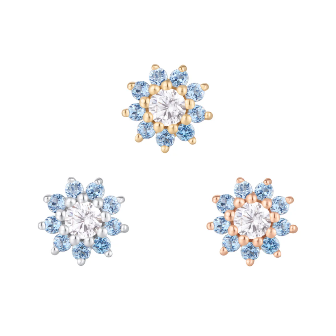Eloise - London Blue Topaz + CZ - Threadless End