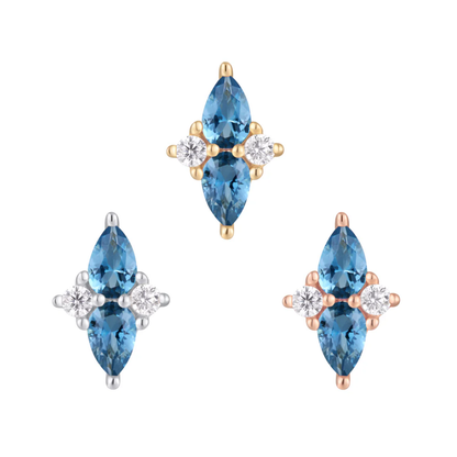 Ethereal London Blue Topaz & CZ Threadless End