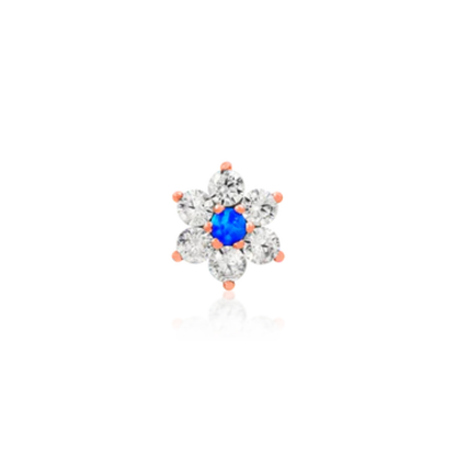 CZ & Blue Opal Flower Threadless End