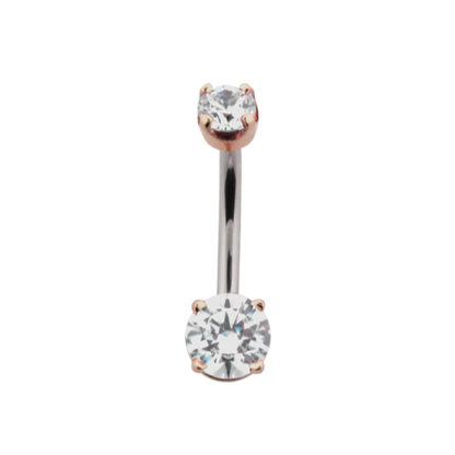 Hybrid 4 Prong Gem Navel Bar