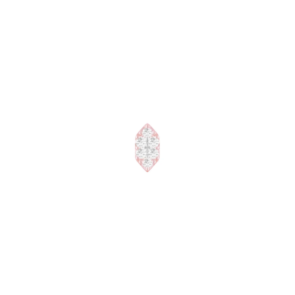 14k gold piercing end with multiple brilliant-cut diamonds set in a narrow hexagonal geometric shape