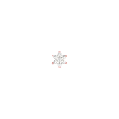 Close-up image of a 14k gold cluster body piercing end in a starburst flower design, featuring multiple sparkling diamond stones, designed for luxury ear piercings such as helix, tragus, and conch.