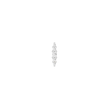 14k gold linear body piercing end with a vertical row of natural diamonds, designed for luxury ear piercings such as flat, helix, lobe, and conch piercings.
